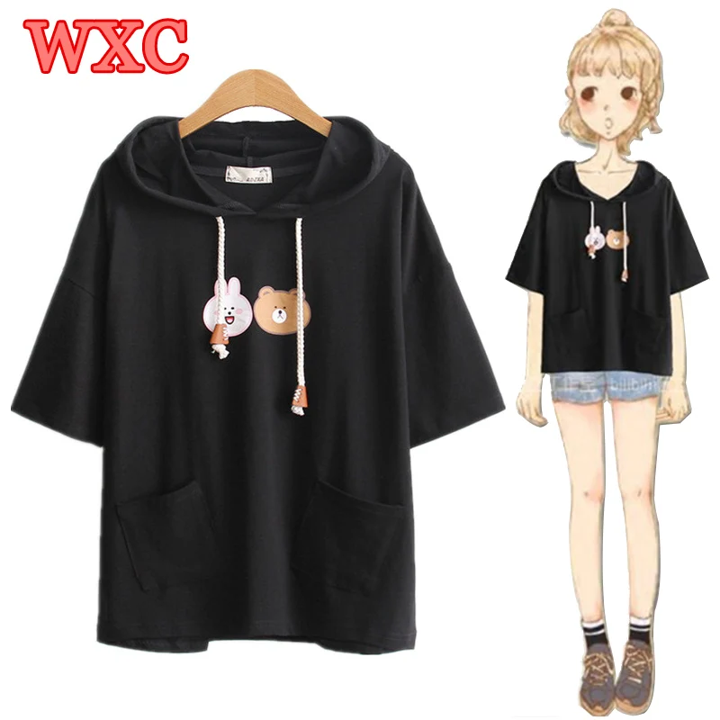 Summer T-shirts Kawaii Cute Bunny Bear Pockets Hoody Shirt Lolita Mori Girls Short Sleeve Casual Tops Tee Harajuku Teen Tees WXC
Summer T-shirts Kawaii Cute Bunny Bear Pockets Hoody Shirt Lolita Mori Girls Short Sleeve Casual Tops Tee Harajuku Teen Tees WXC