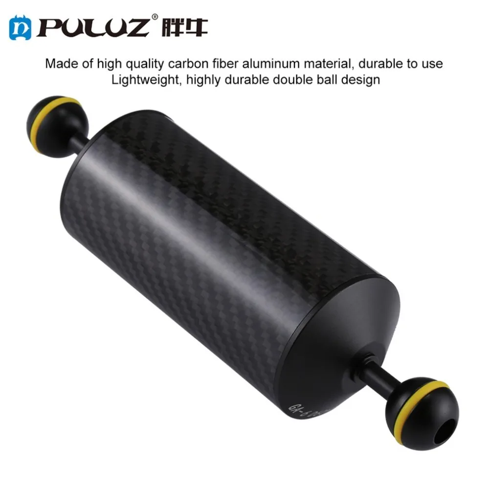 

PULUZ Carbon Fiber Dual Balls Floating Arm 60mm Diameter 2.5cm Ball 300g Buoyancy Underwater Diving Camera Equipment