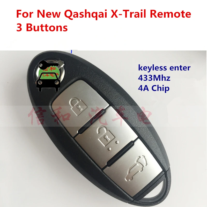 Car Smart Keyless Remote Key 2/3 Button 433Mhz with 4A Chip for Nissan Juke Qashqai X-Trail 2014-2017 S180144102 285E3-4CB0C
Car Smart Keyless Remote Key 2/3 Button 433Mhz with 4A Chip for Nissan Juke Qashqai X-Trail 2014-2017 S180144102 285E3-4CB0C