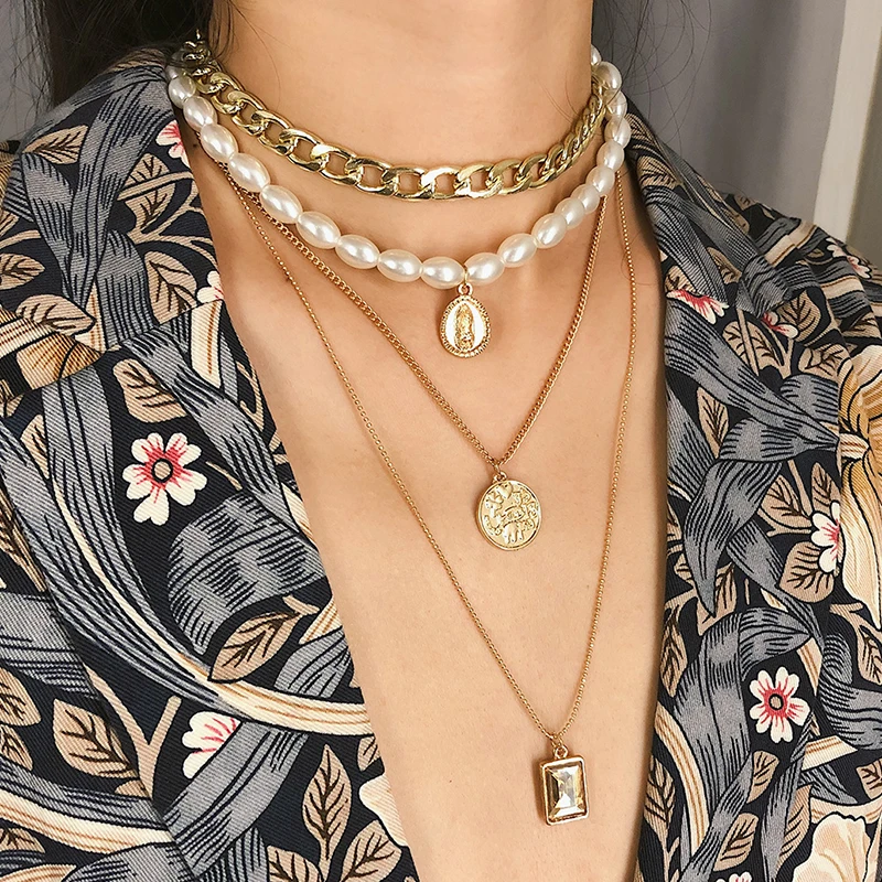 European Multilayer Vintage Coin Gem Cross Pendant Necklaces for Women Elegant Long Chain Sweater Necklace Pearl Jewelry YN468
European Multilayer Vintage Coin Gem Cross Pendant Necklaces for Women Elegant Long Chain Sweater Necklace Pearl Jewelry YN468
