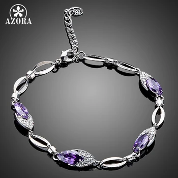 AZORA Water Drop Design With 4pcs Purple Cubic Zirconia Bracelet for Women TS0110
AZORA Water Drop Design With 4pcs Purple Cubic Zirconia Bracelet for Women TS0110