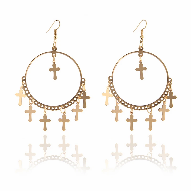E040 Fashion Gold Color Cross Tassel Earrings For Women Vintage Round Drop Earrings High Quality Party Jewelry Gift Dropshipping
E040 Fashion Gold Color Cross Tassel Earrings For Women Vintage Round Drop Earrings High Quality Party Jewelry Gift Dropshipping