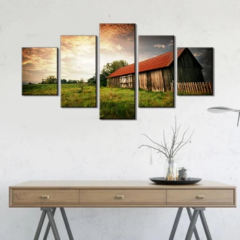 Wall Decor Painting on Canvas Old Wooden Bar with Red Roof Over the Sunset Artwork Home Decoration 5 PCS Modern for Living room
Wall Decor Painting on Canvas Old Wooden Bar with Red Roof Over the Sunset Artwork Home Decoration 5 PCS Modern for Living room