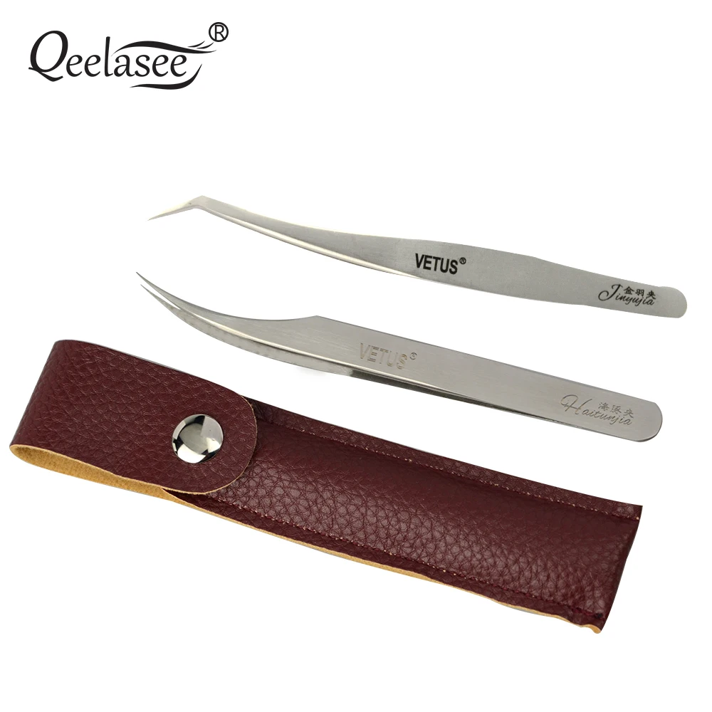 VETUS Volume Lash Tweezer Golden Feather and Dolphin Tweezers for Eyelash Extension Tools in Brown Leather Packing
VETUS Volume Lash Tweezer Golden Feather and Dolphin Tweezers for Eyelash Extension Tools in Brown Leather Packing