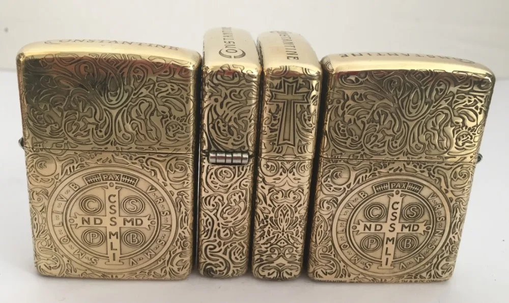 NTL brand ZP Five-sided carving flower Cross Constantine lighter Copper armor silver insert
NTL brand ZP Five-sided carving flower Cross Constantine lighter Copper armor silver insert