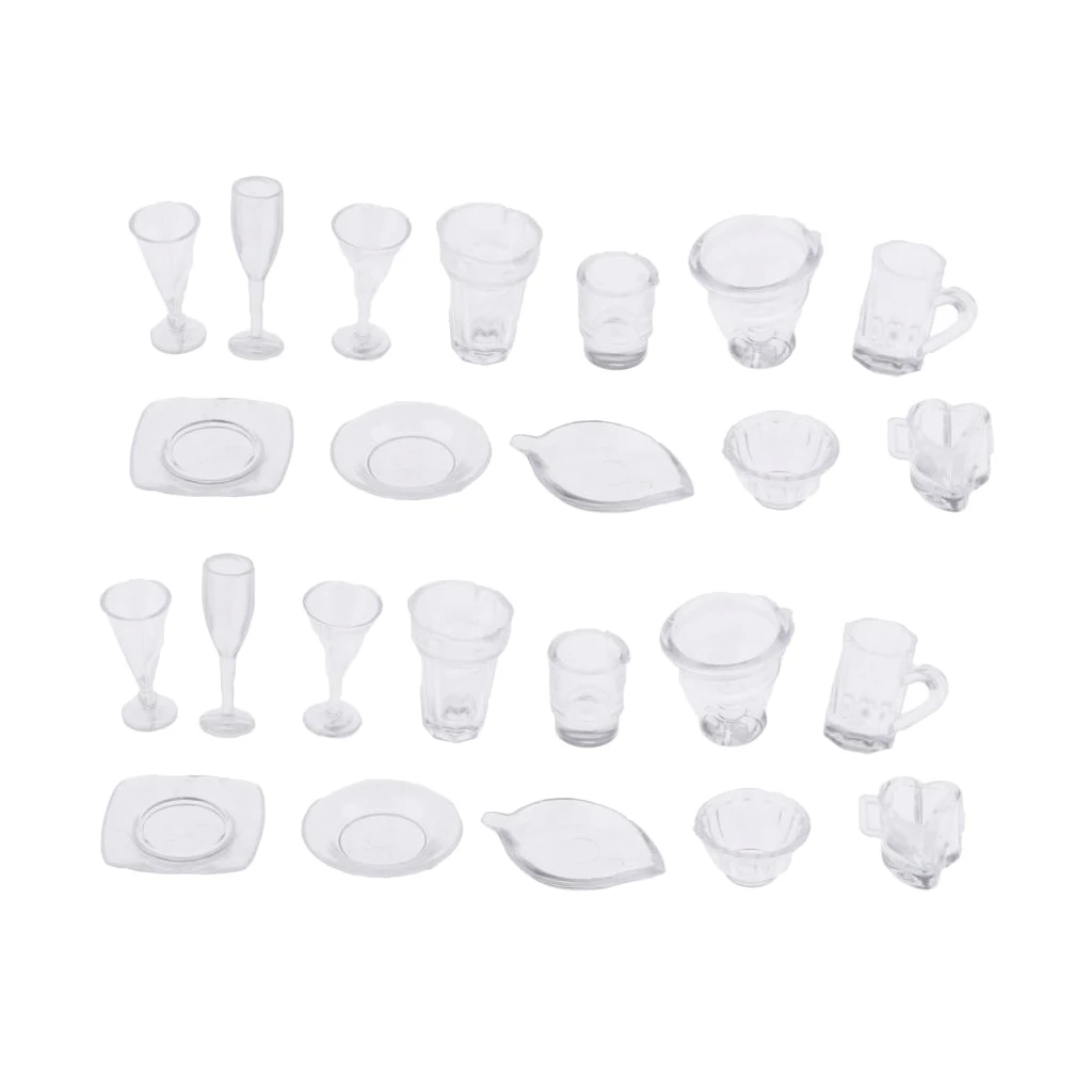 MagiDeal 26 x 1/12 Dollhouse MiniatureTableware Wine Glass Cup Food Plate MagiDeal 26 x 1/12 Dollhouse MiniatureTableware Wine Glass Cup Food Plate
