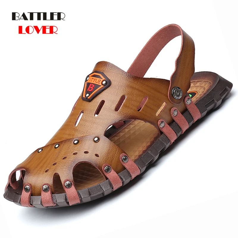 2019 Cow Leather Sandals Men Shoes Genuine Leather Men Sandals Shoes Mens Sandals Summer Men