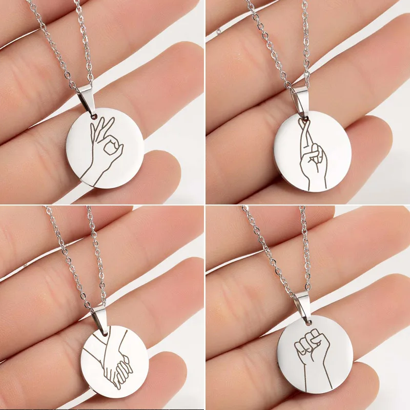 SMJEL Stainless Steel Hand Gestures Language Necklaces I Love You Pinky Swear Okay Hand Drop Disc Pendant Necklace Sister Gift
SMJEL Stainless Steel Hand Gestures Language Necklaces I Love You Pinky Swear Okay Hand Drop Disc Pendant Necklace Sister Gift