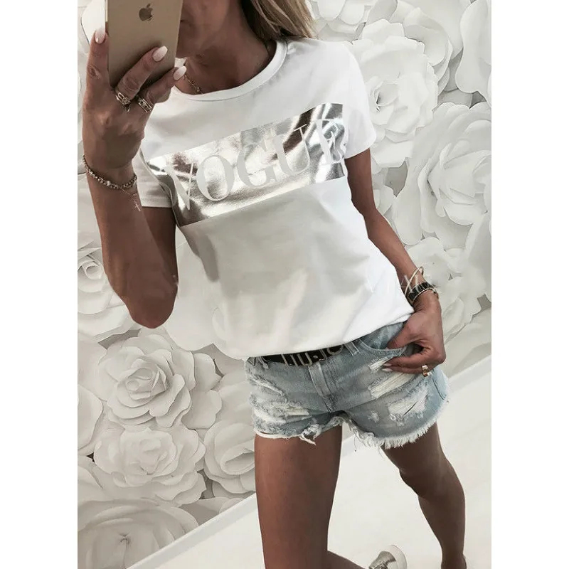 Dropshipping Women Vogue Print T Shirt 2019 Womens Letter Top Summer Short Sleeve Shirt Fashion Tshirt Cotton T Shirts Ladies T
Dropshipping Women Vogue Print T Shirt 2019 Womens Letter Top Summer Short Sleeve Shirt Fashion Tshirt Cotton T Shirts Ladies T