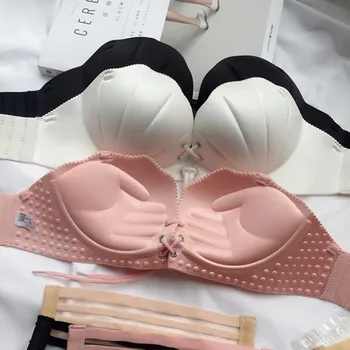 BRZFMRVL Black white color shell cup finger shape super push up bra one piece seamless gather breast brassiere 32-38 massage bra
BRZFMRVL Black white color shell cup finger shape super push up bra one piece seamless gather breast brassiere 32-38 massage bra