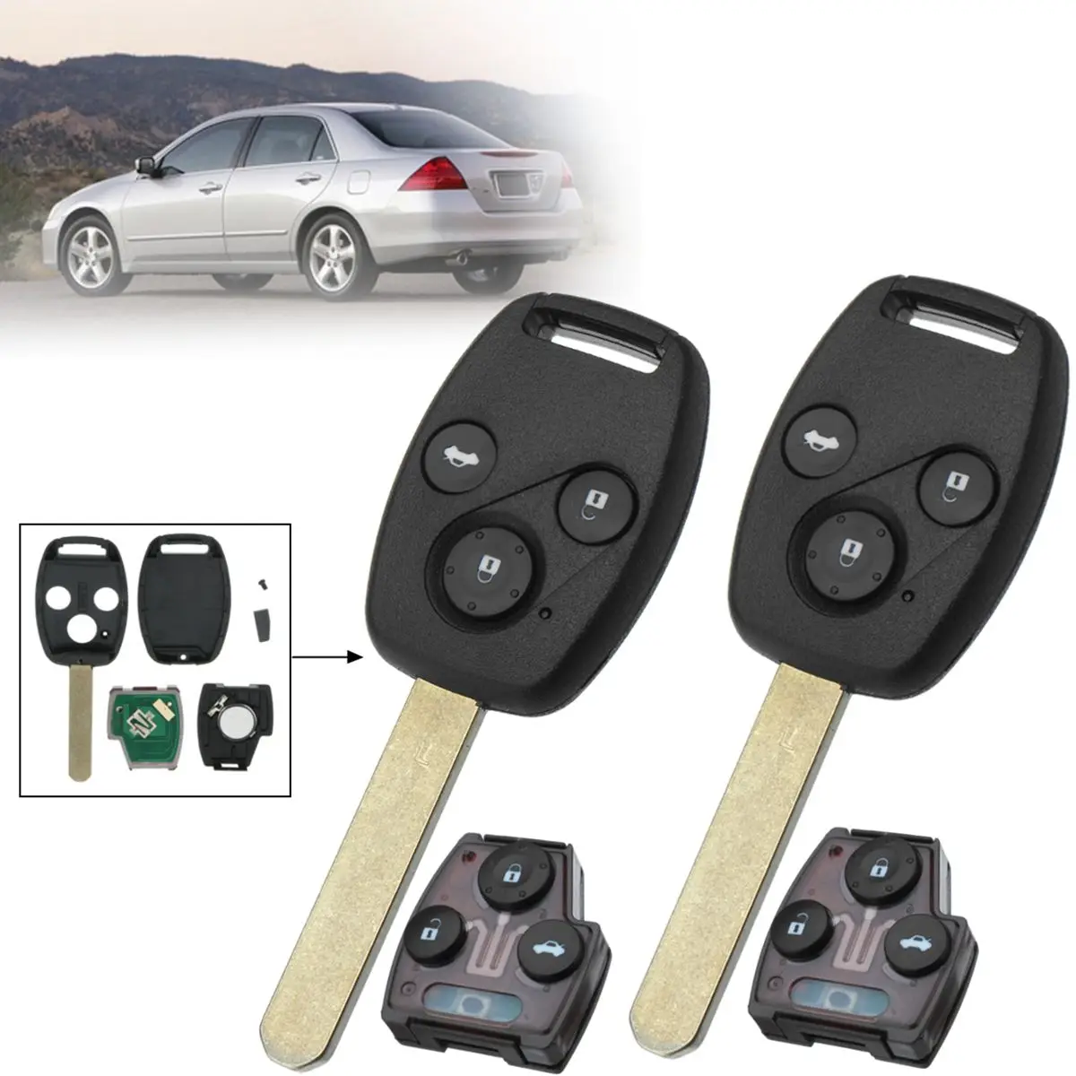 2Pcs 3 Buttons 313.8Mhz HON66 Car Remote Key Fob Case Shell with ID46 Chip For Honda/Accord/Civic Fit 2003 2004 2005 2006 2007
2Pcs 3 Buttons 313.8Mhz HON66 Car Remote Key Fob Case Shell with ID46 Chip For Honda/Accord/Civic Fit 2003 2004 2005 2006 2007