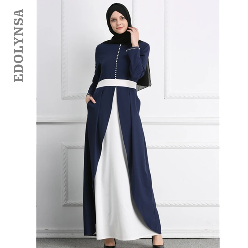 2019 Modest Fashion Muslim Women Dark Blue High Split Beading Dubai Dress Saudi Arabia Clothing Turkish Cotton Abaya Ladies D527
2019 Modest Fashion Muslim Women Dark Blue High Split Beading Dubai Dress Saudi Arabia Clothing Turkish Cotton Abaya Ladies D527