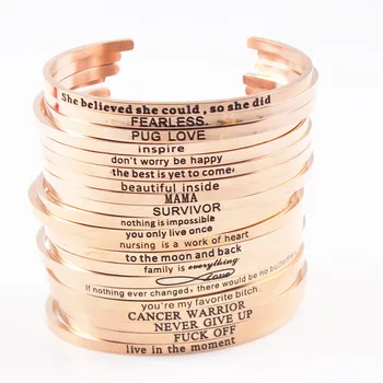 50Pcs/lot Mix Random Stainless Steel Engraved Positive Inspirational Quote Hand imprint Cuff Bracelet Rose Gold Mantra Bangle
50Pcs/lot Mix Random Stainless Steel Engraved Positive Inspirational Quote Hand imprint Cuff Bracelet Rose Gold Mantra Bangle