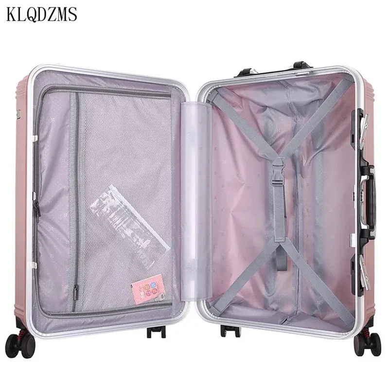 KLQDZMS Новый Модный Ретро 20/24 дюймовый алюминиевый корпус чемодан на колесиках для