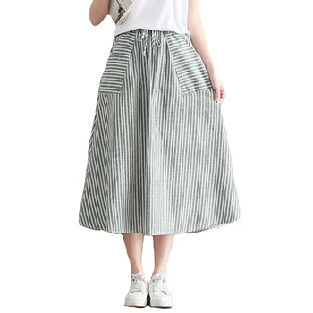 Skirts Womens Summer Saia Women Midi Skirt with Pockets Japan Mori Girl Stripe Cotton and Linen Vintage Long Skirts Blue,Green
Skirts Womens Summer Saia Women Midi Skirt with Pockets Japan Mori Girl Stripe Cotton and Linen Vintage Long Skirts Blue,Green