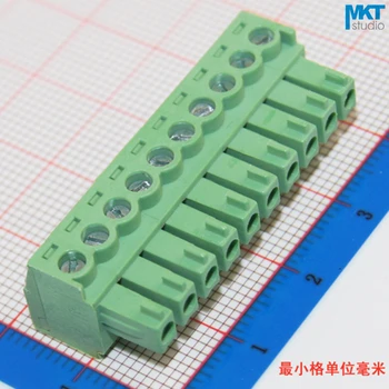 100Pcs 10P 3.81mm Pitch Right Angle Pin Female Pluggable Screw Wire Terminal Block Connector