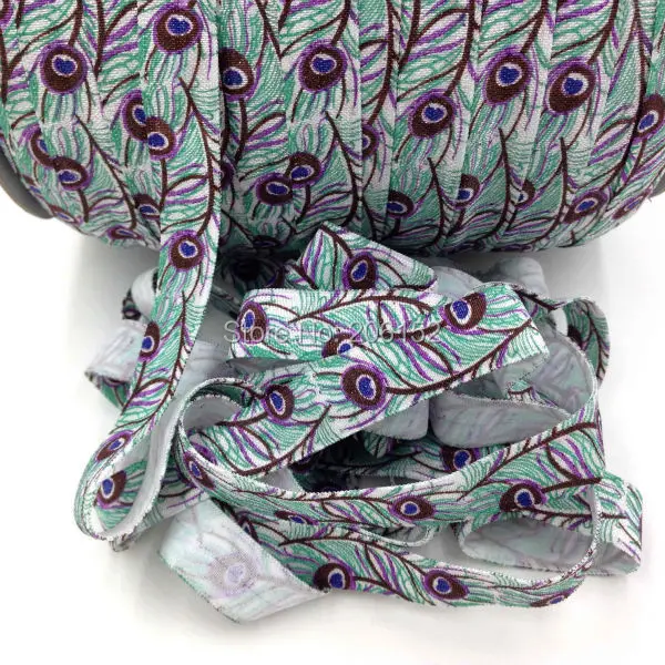 5/8inch Fold Over Elastic Peacock Feather Elastic Ribbon FOE Elastic for DIY Headwear Hair Accessories 50Yard/Lot
5/8inch Fold Over Elastic Peacock Feather Elastic Ribbon FOE Elastic for DIY Headwear Hair Accessories 50Yard/Lot