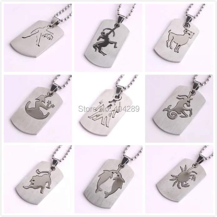 Square tags 12 Constellation Stainless Steel Pendant Necklace with Bead chain for men women wholesale
Square tags 12 Constellation Stainless Steel Pendant Necklace with Bead chain for men women wholesale
