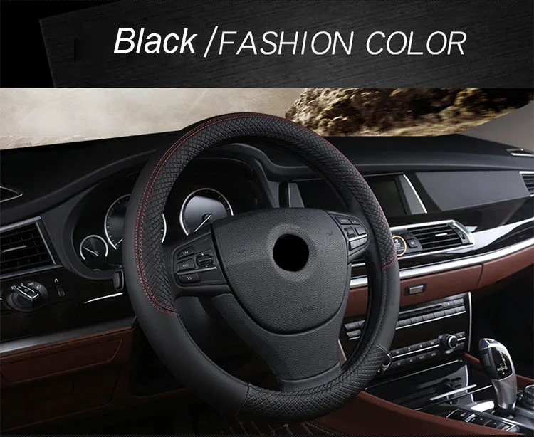 PU Leather Universal Car Steering-wheel Cover 38CM Car-styling Sport Auto Steering Wheel Covers Anti-Slip Automotive Accessories