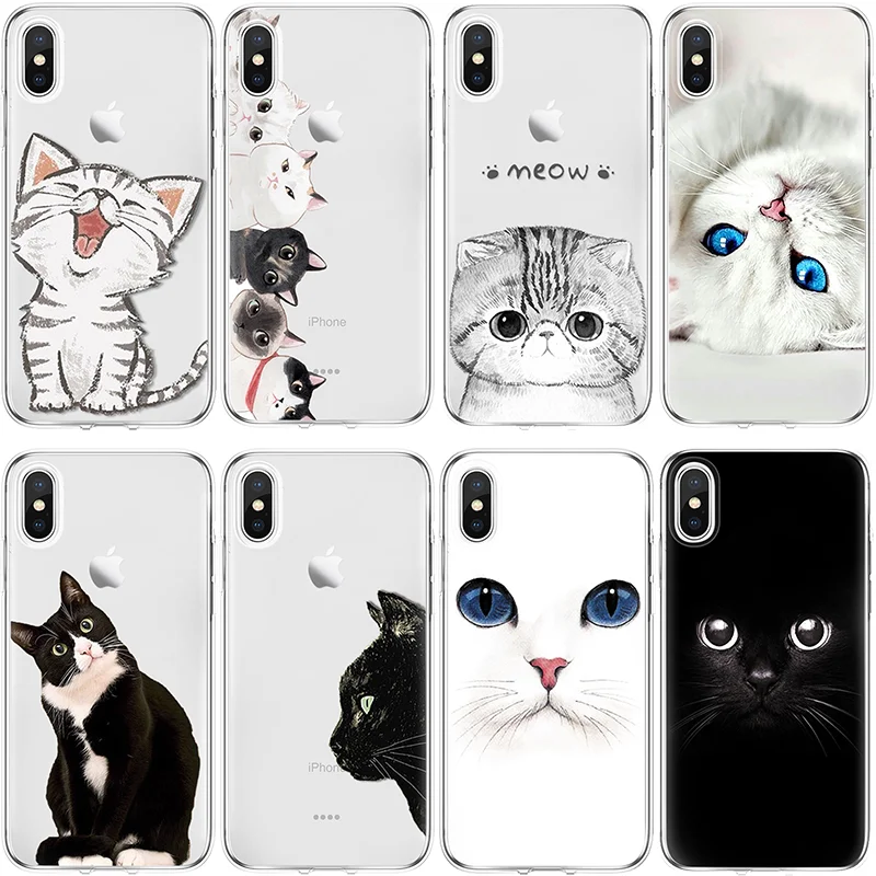 Чехол с котом для iPhone 11 Pro XS Max XR X 5 SE 2020 6S 7 8 Plus чехол Huawei P20 P30 P40 Mate 10 20 30 Lite Honor 8X