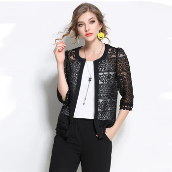 2018 Summer Sexy Women Lace Jacket Hollow Out Top O Neck Ladies Lace Cardigans Ribbed Trim Floral Lace Acket Plus Size Mujer
2018 Summer Sexy Women Lace Jacket Hollow Out Top O Neck Ladies Lace Cardigans Ribbed Trim Floral Lace Acket Plus Size Mujer
