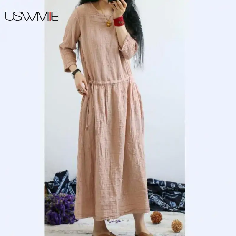 USWMIE 2018 Spring New Art Casual Reminiscence O-neck Thin Loose Vestidos Long Sleeve Solid Color Big Pendulum Type Women Dress
USWMIE 2018 Spring New Art Casual Reminiscence O-neck Thin Loose Vestidos Long Sleeve Solid Color Big Pendulum Type Women Dress