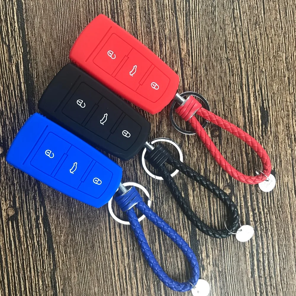 Silicone Rubber Car Key Fob Cover Case Skin for Volkswagen CC Magotan Passat B6 B7 with Hand-woven Leather Rope Keychain
Silicone Rubber Car Key Fob Cover Case Skin for Volkswagen CC Magotan Passat B6 B7 with Hand-woven Leather Rope Keychain