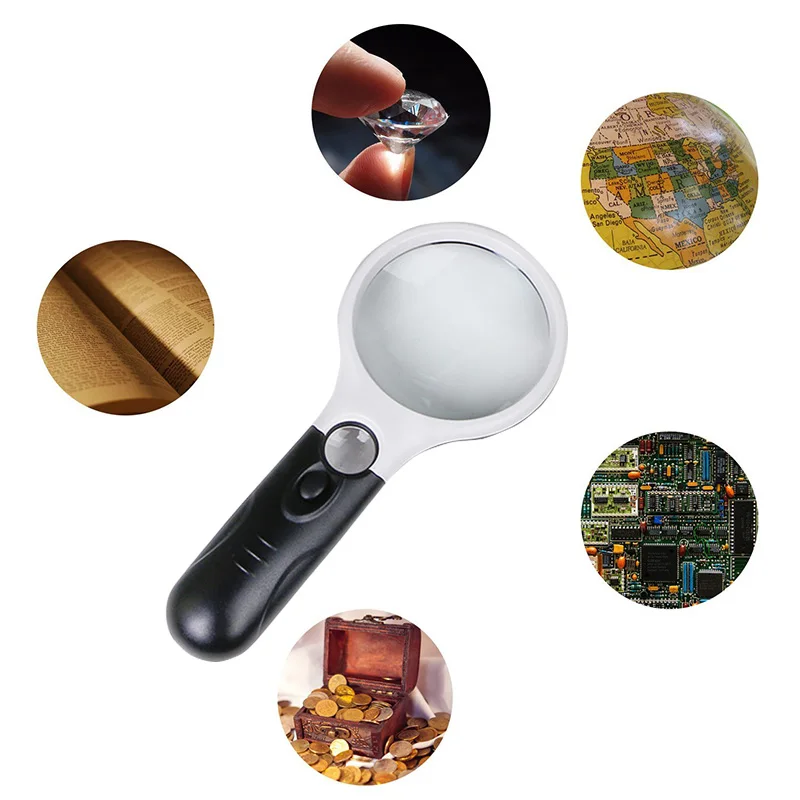 3X 45X Two Magnifying Glass LED Lights Handheld Magnifier Jewelry Loupe for Reading Map Coins Inspection --M25
3X 45X Two Magnifying Glass LED Lights Handheld Magnifier Jewelry Loupe for Reading Map Coins Inspection --M25