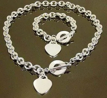 wholesale silver plated heart necklace & bracelet set,fashion women /men necklace + bracelet set,hot sell men's jewelry 
wholesale silver plated heart necklace & bracelet set,fashion women /men necklace + bracelet set,hot sell men's jewelry
