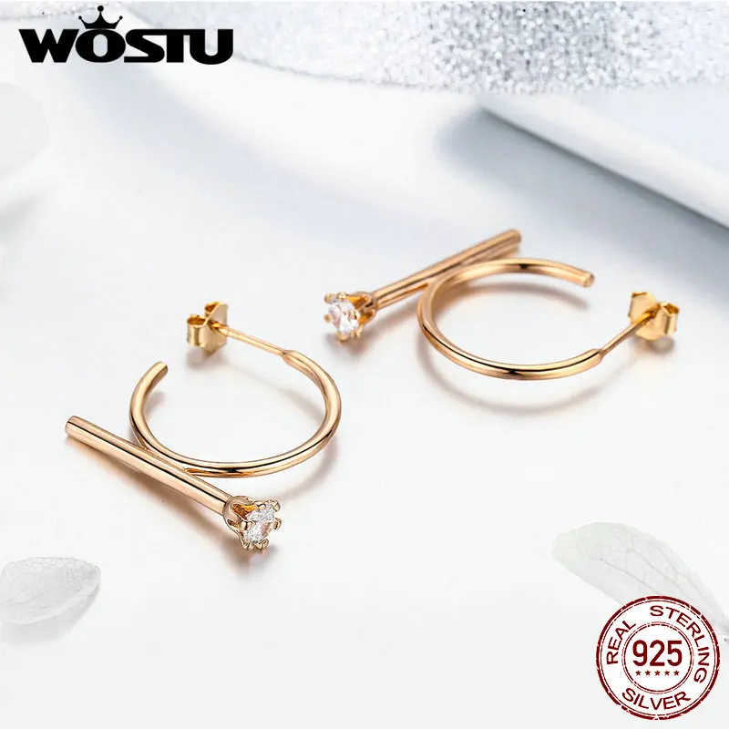 WOSTU Minimalist Geometric Stud Earrings 925 Sterling Silver Rose Gold CZ Earrings For Women Unique Design Style Jewelry FNE072
WOSTU Minimalist Geometric Stud Earrings 925 Sterling Silver Rose Gold CZ Earrings For Women Unique Design Style Jewelry FNE072