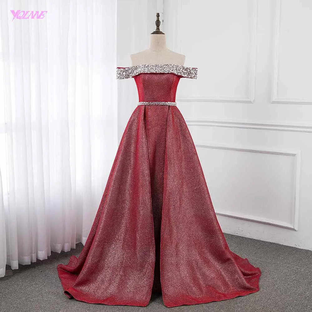 Wine Red Off the Shoulder Formal Evening Dresses Long Crystals Evening Gown YQLNNE
Wine Red Off the Shoulder Formal Evening Dresses Long Crystals Evening Gown YQLNNE