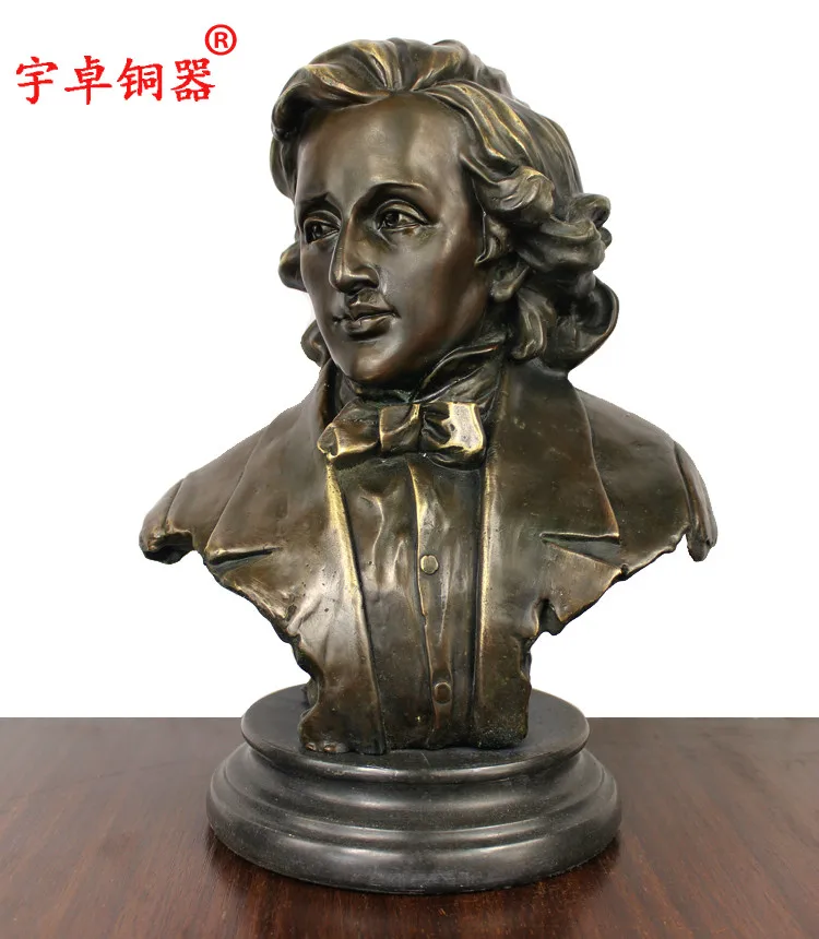 Yu Zhuo copper bronze bust statue of Chopin pianist composer Chopin bronze ornaments
Yu Zhuo copper bronze bust statue of Chopin pianist composer Chopin bronze ornaments