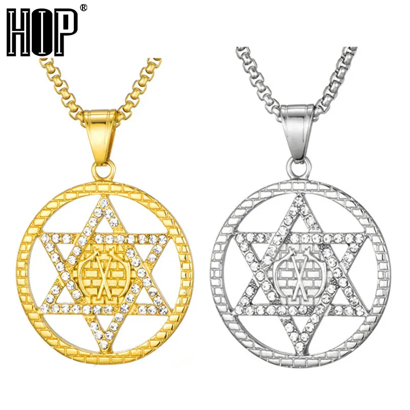 HIP Hop Bling Iced out Jewish Magen Star Pendant Necklace Gold Color 316L Stainless Steel Necklaces & Pendants for Men Jewelry
HIP Hop Bling Iced out Jewish Magen Star Pendant Necklace Gold Color 316L Stainless Steel Necklaces & Pendants for Men Jewelry