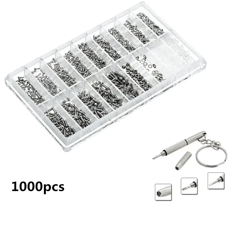 1000Pcs /Set Tiny Eyeglass Sun Glasses Spectacles Screw Assortment Kit+ 1pcs Multifunction Screwdriver Set Repair Tool Kit
1000Pcs /Set Tiny Eyeglass Sun Glasses Spectacles Screw Assortment Kit+ 1pcs Multifunction Screwdriver Set Repair Tool Kit