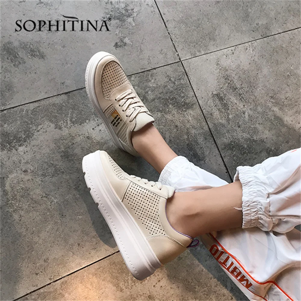 SOPHITINA Thick Bottom Sports Flats Comfortable Round Toe Solid Lace-up Casual Shoes Fashion Hollow Breathable Woman Flats SO05 
SOPHITINA Thick Bottom Sports Flats Comfortable Round Toe Solid Lace-up Casual Shoes Fashion Hollow Breathable Woman Flats SO05