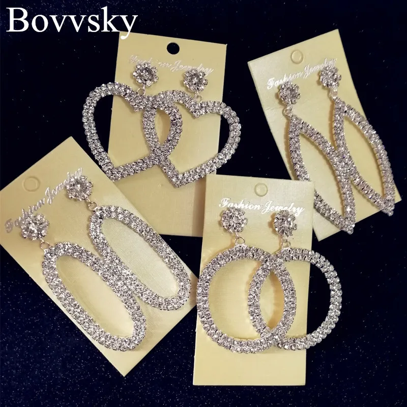 Bovvsky Exaggerated whiter Crystal Long Drop Earrings heart round shape earrings Luxury Bridal Wedding Accessories Jewelry
Bovvsky Exaggerated whiter Crystal Long Drop Earrings heart round shape earrings Luxury Bridal Wedding Accessories Jewelry