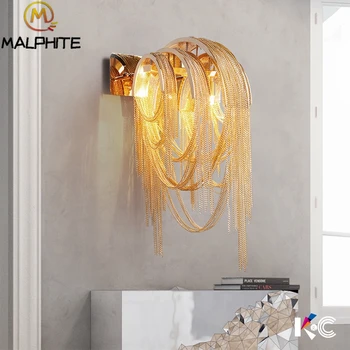 Nordic Chain LED Wall Lights Golden Silver iron Chain Bracket Wall Lamp Sconces Light Aisle Lamp Hallway Porch Lighting fixtures
Nordic Chain LED Wall Lights Golden Silver iron Chain Bracket Wall Lamp Sconces Light Aisle Lamp Hallway Porch Lighting fixtures