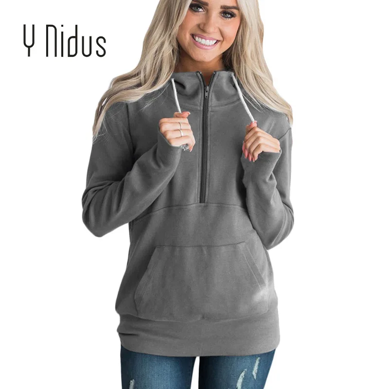 Women's Pullover Solid Hoodie Sweatshirt Female Zipper Up Tops Harajuku Long Sleeve Casual Pullovers With Pockets Outwear
Women's Pullover Solid Hoodie Sweatshirt Female Zipper Up Tops Harajuku Long Sleeve Casual Pullovers With Pockets Outwear