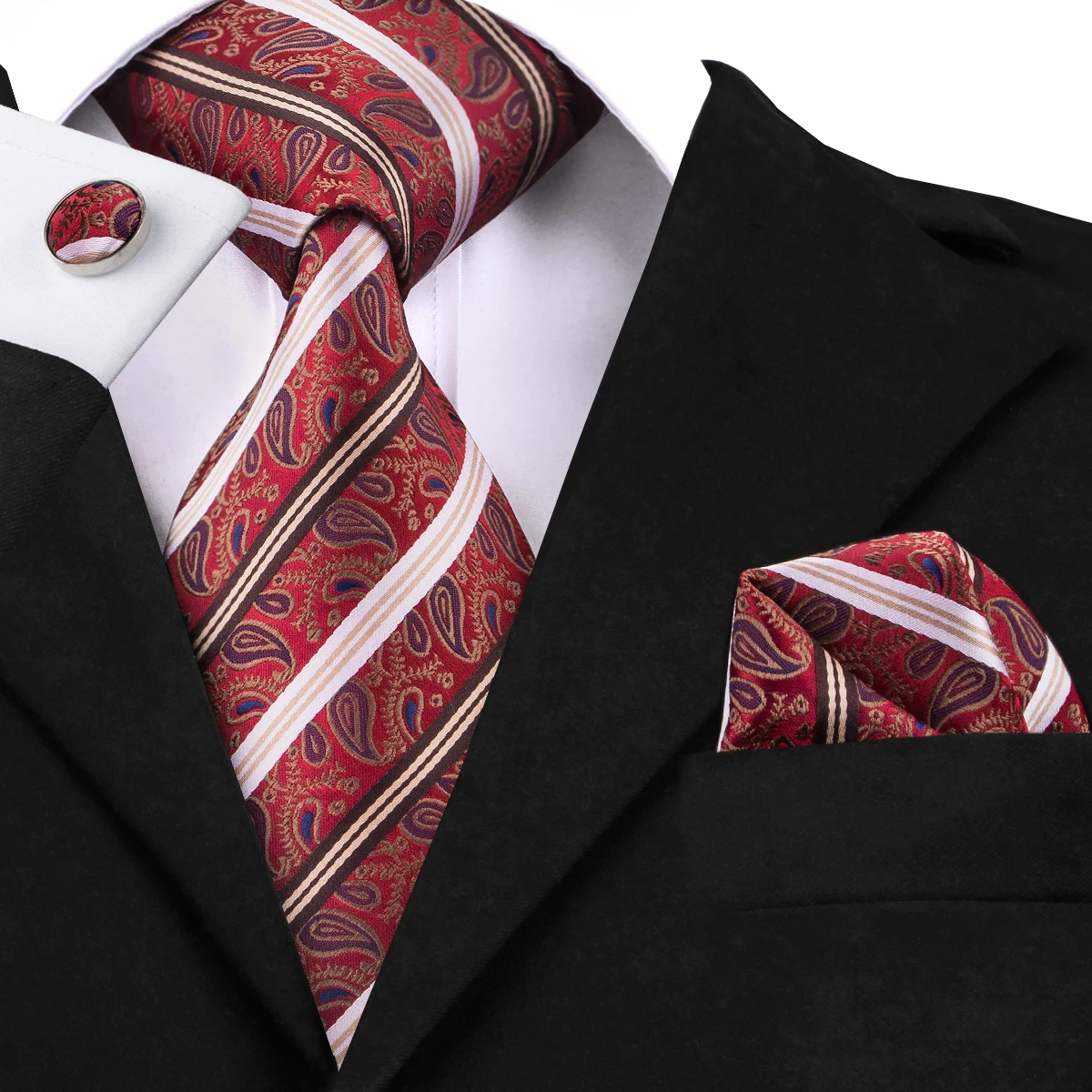 Classic Striped Ties Set for Men Luxury Silk Men's Tie Handkerchief Cufflinks Set Ties for Men Popular Red Silk Necktie C-1569
Classic Striped Ties Set for Men Luxury Silk Men's Tie Handkerchief Cufflinks Set Ties for Men Popular Red Silk Necktie C-1569