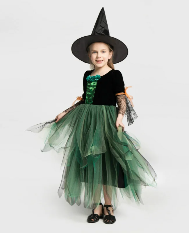 Girl's Witch Costume Kids Gold Eleglant Witch Dress With Hat Clothesr Cosplay Halloween Children's Costume Cosplay Witch Princes
Girl's Witch Costume Kids Gold Eleglant Witch Dress With Hat Clothesr Cosplay Halloween Children's Costume Cosplay Witch Princes