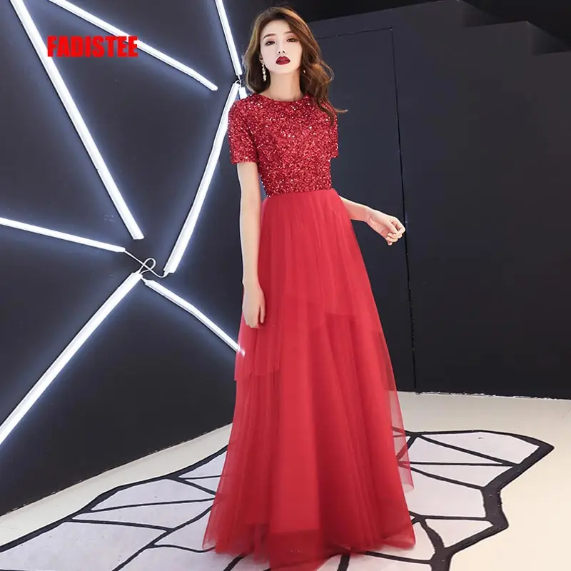 FADISTEE New arrival Vestido De Festa Long Evening Dress Bride Party Prom Dresses O-neck sequins red half sleeves tulle 2019
FADISTEE New arrival Vestido De Festa Long Evening Dress Bride Party Prom Dresses O-neck sequins red half sleeves tulle 2019