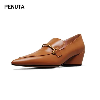 2019 PENUTA Large Size High Heels Pointy Toe Genuine Leather Sexy Shoes Metal Decorated Pumps Women Shoes Top Quality PG910
2019 PENUTA Large Size High Heels Pointy Toe Genuine Leather Sexy Shoes Metal Decorated Pumps Women Shoes Top Quality PG910