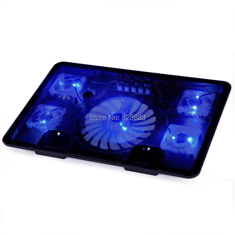 Image Free Shipping USB Laptop Cooler Blue LED 5 Fans 2 USB Port Stand Pad for Laptop Notebook 10 17