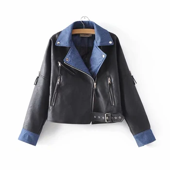 New Arrival Pu Leather Jacket Chic Denim Spliced Spring Autumn Coat Motorcycle Style Women Jackets Casual Female Outerwear S-XL
New Arrival Pu Leather Jacket Chic Denim Spliced Spring Autumn Coat Motorcycle Style Women Jackets Casual Female Outerwear S-XL