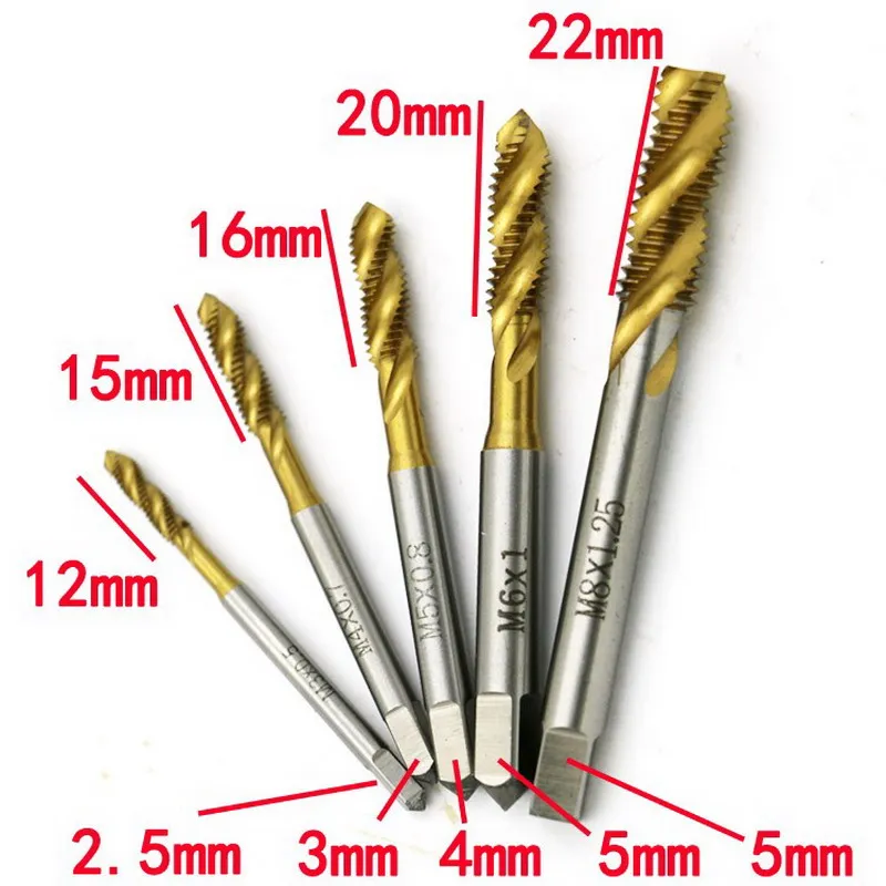Coated Metric Titanium Hss Spiral Fluted Machine Screw Tap M3 M4 M5 M6 M8 Spiral Pointed Taps Tapping Thread Forming Tap P0.1
Coated Metric Titanium Hss Spiral Fluted Machine Screw Tap M3 M4 M5 M6 M8 Spiral Pointed Taps Tapping Thread Forming Tap P0.1