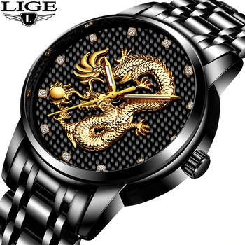 2019 Men Watches Top Brand LIGE Luxury Gold Dragon Sculpture Quartz Watch Men Full Steel Waterproof Wristwatch Relogio Masculino
2019 Men Watches Top Brand LIGE Luxury Gold Dragon Sculpture Quartz Watch Men Full Steel Waterproof Wristwatch Relogio Masculino