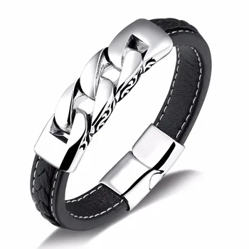 New Design Man Stainless Steel Interlocking Strand Brecelets Black Weaved Leather Bracelet Friendship Jewelry PH1152
New Design Man Stainless Steel Interlocking Strand Brecelets Black Weaved Leather Bracelet Friendship Jewelry PH1152
