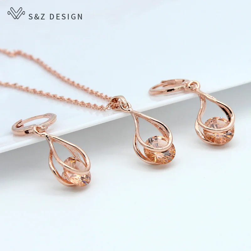 S&Z Classic AAA Round Cubic Zirconia Spiral 585 Rose Gold Dangle Earrings Jewelry Set For Women Girl Fine Party Fashion Jewelry
S&Z Classic AAA Round Cubic Zirconia Spiral 585 Rose Gold Dangle Earrings Jewelry Set For Women Girl Fine Party Fashion Jewelry