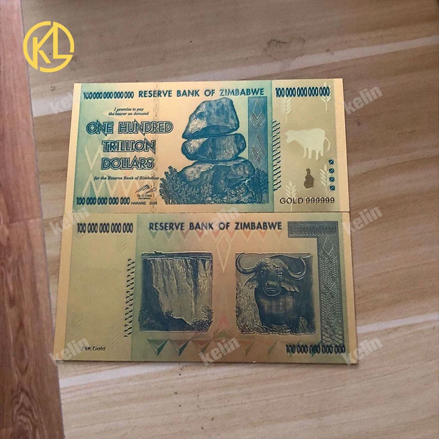 400pcs/lot Zimbabwe Banknote 100 Trillion Dollar Banknote Gold Foil Bill Note for game playing money or souvenir collection
400pcs/lot Zimbabwe Banknote 100 Trillion Dollar Banknote Gold Foil Bill Note for game playing money or souvenir collection