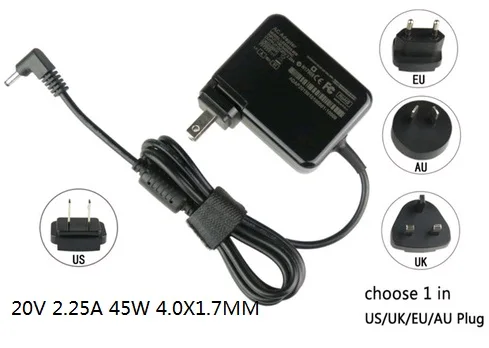 20V 2.25A 4.0X1.7MM 45W for Lenovo laptop power ac adapter charger with EU/US/UK/AU plug
20V 2.25A 4.0X1.7MM 45W for Lenovo laptop power ac adapter charger with EU/US/UK/AU plug